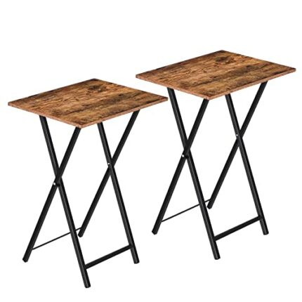 HOOBRO Side Table 2 Set, Folding Tables, TV Tray Table, Snack Table for Eating, Small Sofa End Laptop Drinks Coffee Table for Small Space, Living