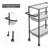 YXBDN 3 Tier Kitchen Trolley Rolling Storage Cart Serving Trolley With Handle Black Iron Bathroom Shelf