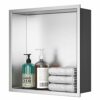 EXF Brushed Stainless Steel Shower Niche 12" X 12", No Tile Needed Recessed Waterproof Shower Shelf for Bathroom Kitchen Storage