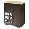 WALNUT Rolling Kitchen Island Serving Cart Storage Cabinet W/Wine Rack Kitchen Furniture (Color : D, Size : Light Grey)