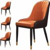dining chair Kitchen Dining Room Furniture Chairs Pu Leather Dining Chairs Set Of 4 Modern Kitchen Side Chairs With Metal Feet Waterproof Oilproo