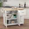UXZDX Kitchen Island Cart On Wheels,Rolling Kitchen Cart With Solid Wood Countertop And Spice Rack, Rolling Kitchen