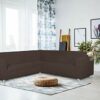 Italian Bed Linen Dahlia Corner Sofa Cover, 92% polyester + 8% elastometer, Brown