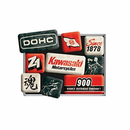 Nostalgic-Art, Retro-Style Fridge Magnets, Kawasaki – Motorcycles – Gift idea for bikers, Magnet set for notice board, vintage design, 9 pieces