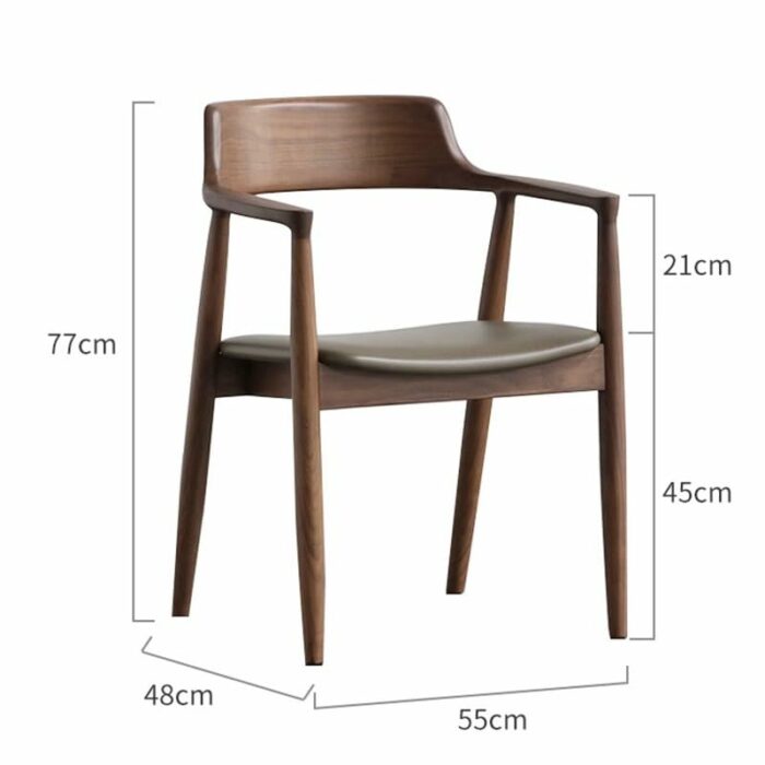 WALNUT Armrests Wooden Dining Chair Vanity Living Room Chairs Kitchen Lounge (Color : D, Size : Light Grey)