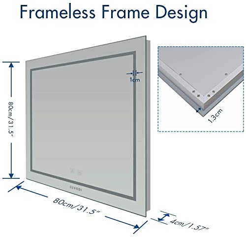 Illuminated LED Bathroom Mirror, Lighted Mirror with Light Touch Sensor and Demister Pad Bathroom mirror