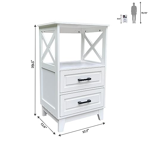 vicatova Bathroom Floor Cabinet, Freestanding Storage Organizer Cabinet with Double Drawers and Adjustable Shelf, Wooden Small Storage Cabinet fo