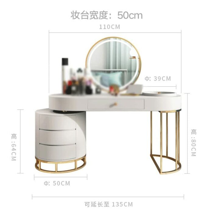 CZDYUF Multi-drawer Dressing Table LED Light Vanity Table and Chair Set Combination Dressing Table
