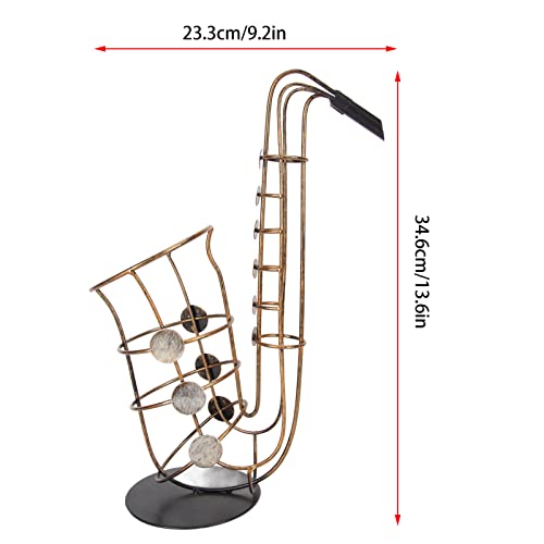 Airshi Saxophone Wine Rack, Wine Bottle Holder Rustproof Handcrafted Metal Practical Fashionable Durable for Bar