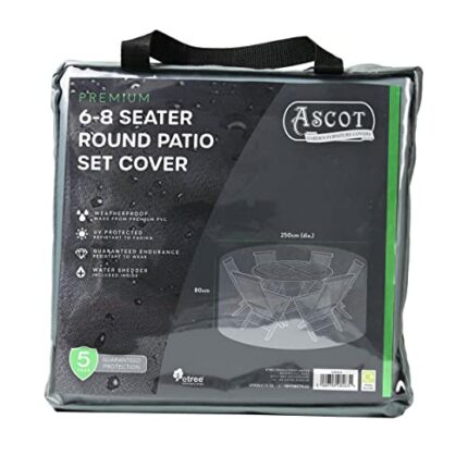 Ascot Premium Large(6-8 seater) Round Patio Set Cover - 250 (Dia.) X 80(H) cm Modern Grey