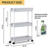 SPACEKEEPER Storage Trolley 3-Tier Slim Storage Cart Slide Out Rolling Utility Cart Mobile Shelving Unit Trolley Organizer Cart for Kitchen Bathr