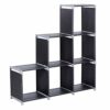 YOZORAKI Black Cube Storage Shelves Organizer, 3 Tiers 6 Compartments Storage Shelf, Cubeicals File Rack, Sapce Saving Closet Cabinet, Modular Bo