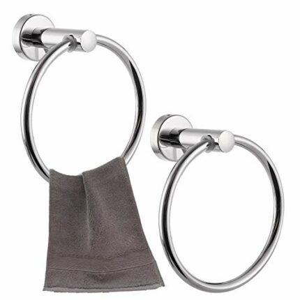 TOPZEA 2 Pack Hand Towel Ring Holder 304 Stainless Steel Circle Towel Racks Wall Mount Simple Round Towel Hanger for Home Bathroom Kitchen Storag