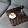 Bamboo Sofa Couch Arm Tray, Foldable Couch Arm Table, Convenient Cup Holder, Drink Coaster and Remote Caddy for Your Sofa Armrest, (16.5" L x 13.