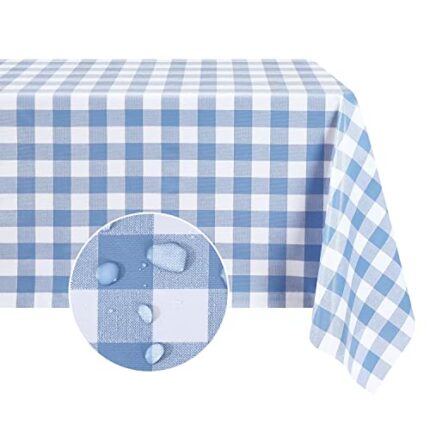 Rectangle Checkered Waterproof Vinyl Tablecloth - Heavy Duty Oil Proof Stain Resistant Spill Proof Wipeable PVC Table Cloths for Dining Table/BBQ