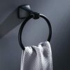 RAKUTE Modern Design Space Aluminum Black Towel Rings, Towel Holder, Round Wall-Mounted Towel Rack, Bathroom Accessories Hardware Bathroom Ring