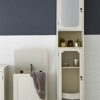 Premier Housewares Garden Storage MDF White Finish Bedside Table Outdoor Storage Box Garden Storage Box Waterproof Large Sideboard Storage Cabine