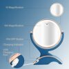 Snowflakes Lighted Mirror with Magnification- 1x/10x Double Sided 360 Degree Vanity Magnification Mirror Light Dual Power.(Blue)