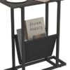 YUSONG H Vintage Narrow Side Table with Magazine Fabric Storage,Nightstand Modern Industrial Sofa End Table for Living Room, Bedroom, Grey Oak