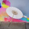 Cyrank Paper Parasol Umbrella,White Wedding Paper Umbrella,White Parasol Umbrella Chinese/Japanese Decorative Umbrella White DIY Painting Decorat