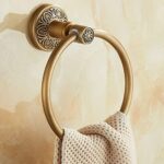 RAKUTE Solid Aluminium Wall-Mounted Round Antique Brass Color Towel Ring, New Bathroom Towel Holder, Towel Rack for Bathroom Accessories Bathroom