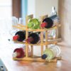 Relaxdays bamboo wine rack, for 9 standard bottles, original design, free-standing, 4.5 x 30 x 30 cm, natural