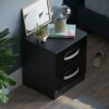 Amazon Brand - Movian High Gloss 2 Drawer Bedside Cabinet, Black, 47 x 40 x 36 cm
