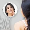 BELLE VOUS Chrome Wall Mounted Extendable 360° Swivel Mirror - 3X Magnification - 22 x 21.7cm/8.66 x 8.54 inches - Double-Sided Rotating Stainles