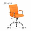 Flash Furniture Mid-Back Vinyl Executive Swivel Office Chair with Chrome Base and Arms, Orange, Set of 1