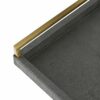 WV Decorative Tray Dark Grey Faux Shagreen Leather with Brushed Gold Stainless Steel Handle ,Serving Tray for Coffee Table, Ottoman in Living Roo