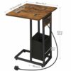 HOOBRO C Shaped Side Table, Sofa Side Table with Charging Station, Foldable Laptop Table for Sofa, 2 USB Ports and 2 AC Outlets, Bedside Table wi