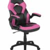 Flash Furniture X10 Gaming Racing Office Ergonomic Computer PC Adjustable Swivel Chair with Flip-up Arms, Pink/Black LeatherSoft