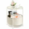 danpinera Round Side Table with Fabric Storage Basket, Metal Side Table Small Bedside Table Nightstand with Removable Tray Top for Living Room, B