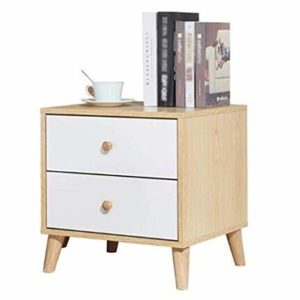 JJZXD Nightstand White Night Stand, Side End Wood Bedside Tables with Drawer for Bedroom Livingroom, Wood Legs