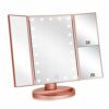 Flymiro Lighted Vanity Makeup Mirror 1x/2x/3x Magnification,Vanity Mirror Tri-fold with 21 LED Lights and Touch Screen,180° Rotation Countertop C