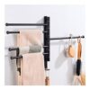 HIGOH Towel Rack Towel Bar Towel Holder with Hooks, Wall Mounted Bathroom Towel Rack Hanging Holder, Aluminum Multipurpose 5 Layer Towel Bar Deco