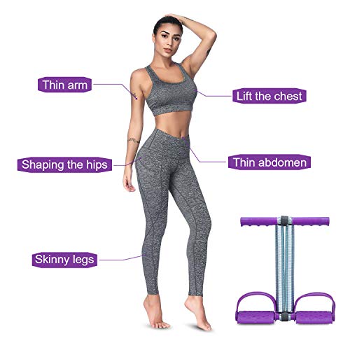 Covvy Elastic Sit Up Pull Rope Dual Spring Tension Foot Pedal Abdomen Leg Exerciser Tummy Trimmer Equipment Bodybuilding Expander for Fitness Yog