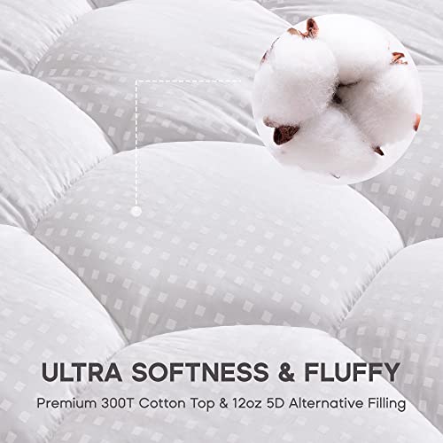 SONIVE Double Cotton Cover Mattress Pad Bedding Cover Quilted Fitted Mattress Protector Deep Poket 135x190x38cm, Breathable Cooling Down Alternat