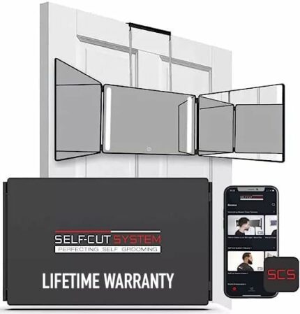 Self-Cut System Travel Version with LED Lights - 3 Way Mirror - Barber Mirror - Trifold Mirror - Three Way Mirror - 360 Mirror