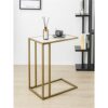 Gold Marble C Shaped Table, Rectangle End Side Table Slide Under Couch for Sofa Laptop Living Room Bedroom Small Space