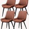 dining chair Kitchen Dining Room Furniture Chairs Dining Chairs Set Of 4 Metal Feet Comfortable Cushions And Backrest Leather Chairs For Dining R