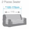 Eysa Cover, Polyester, C/8 burdeaux-Grey, 2 seaters 115cm. Suitable for Sofas from 120 to 170 cm