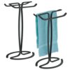 mDesign Standing Towel Rack – 2-Sided Small Towel Stand for Handtowels and Facecloths – Bathroom Towel Rack for Storing and Drying Towels – Light