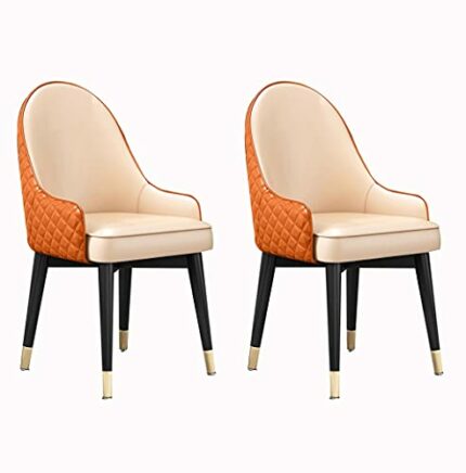 Kitchen Dining Room Furniture Chairs Dining Chair Set Of 2 Water Proof Leather Lounge Chair with Solid Wood Legs for Office Restaurant Kitchen Be