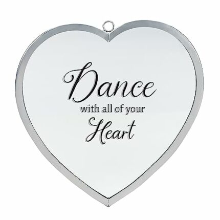 Elanze Designs Heart Shaped Dance with All of Your Heart Silver 10 x 10 Metal and Glass Wall Mounted Mirror
