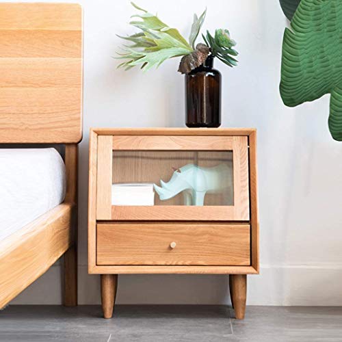 LUKEO Side table - 45 * 23 * 50cm,Wood color Bedside Table Bedroom Side, Partical Board and Legs, Easy Assembly and Sturdy, Brown