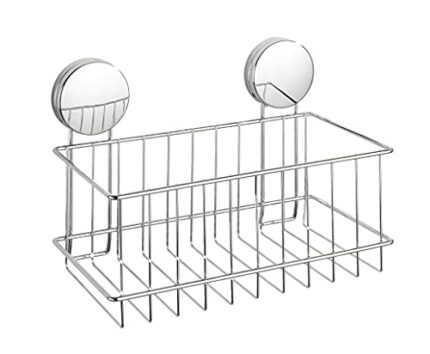 Wenko Static-Loc Plus Wall Large Osimo Bathroom Shelf No Drilling Required, Alloy Steel (PET) ABS Plastic, Chrome, 24 x 16,5 x 13,5 cm