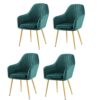 dining chair Set Of 4 Soft Seat And Back Velvet Living Room Chairs Sturdy Metal Legs Kitchen Chairs Reception Chair (Color : Dark green)