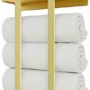 Towel Rack Wall Mounted, BETHOM Towel Racks with Shelf and 3 Hooks for Small Bathroom, Towel Storage Wall Can Holds Up to 3 Large Size(160x100 cm