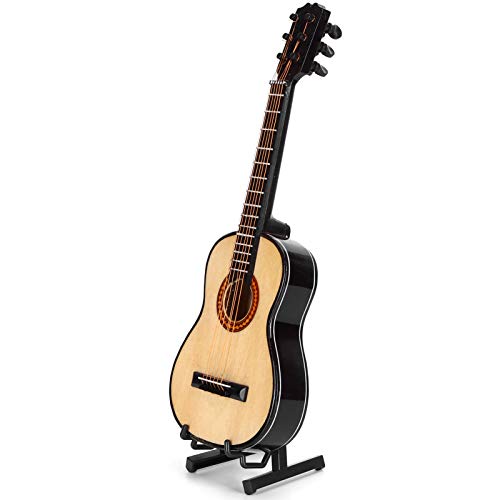 ALREMO HUANGXING - Classical Guitar Model,Miniature Wooden Mini Guitar Musical Instrument Ornaments with Stand/guitar case, for Dollhouse Model B
